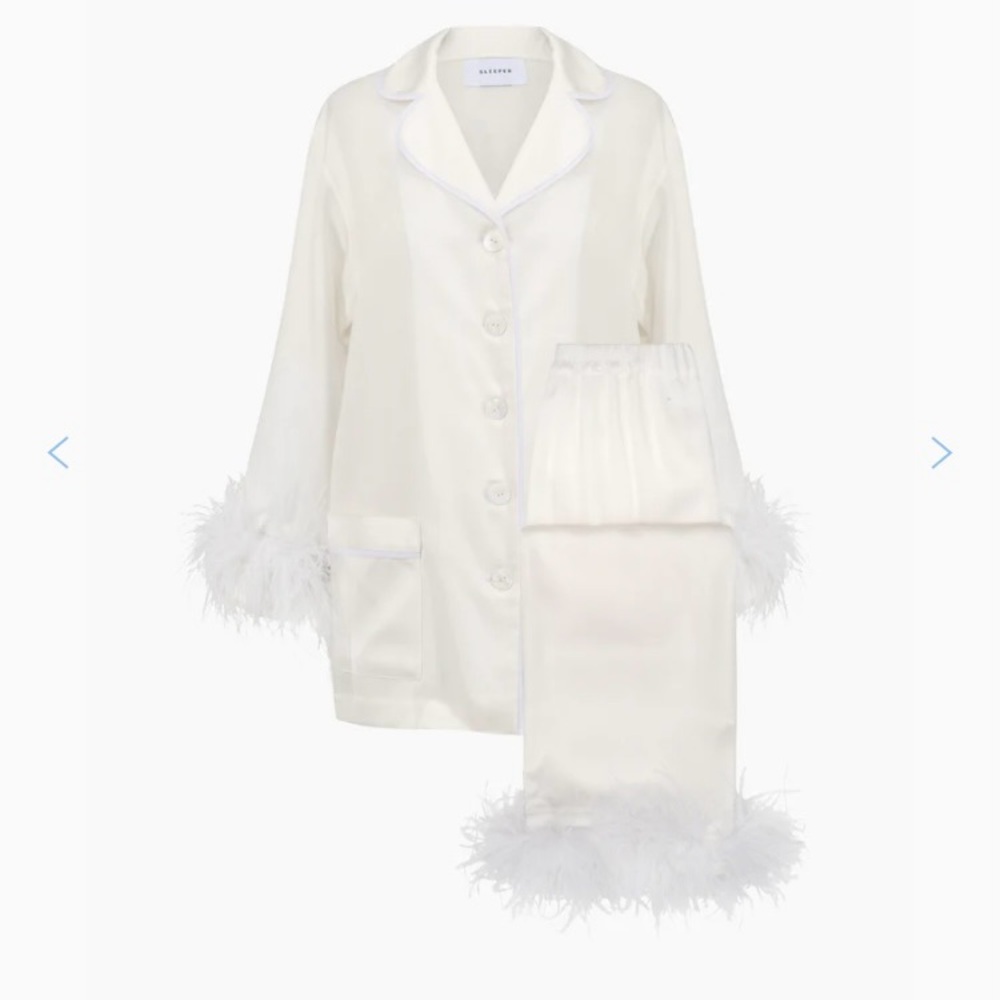 The Sleeper Party Pajamas Set with Detachable Feathers in White